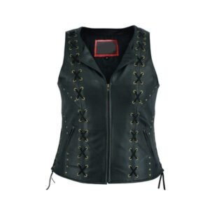 Women’s Zippered Vest with Lacing Details