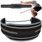Leather Pull up Dip Weighted Belt Weight Lifting Dip Belt with Chain and Fitness,gym