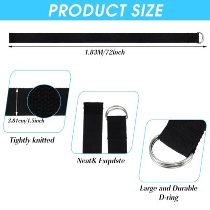 12 Pcs Yoga Strap 6Ft Exercise Stretch Bands for Flexibility with Adjustable Metal D Ring Buckle Loop Stretch Strap Non Elastic Yoga Belt Yoga Exercise Adjustable Straps for...