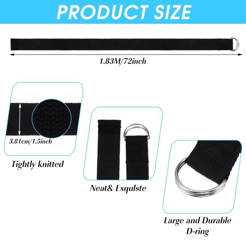 12 Pcs Yoga Strap 6Ft Exercise Stretch Bands for Flexibility with Adjustable Metal D Ring Buckle Loop Stretch Strap Non Elastic Yoga Belt Yoga Exercise Adjustable Straps for...