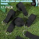 12 Pcs Yoga Strap 6Ft Exercise Stretch Bands for Flexibility with Adjustable Metal D Ring Buckle Loop Stretch Strap Non Elastic Yoga Belt Yoga Exercise Adjustable Straps for...