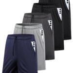 5 Pack Men's Athletic Gym Shorts with Pockets Quick Dry Activewear Workout Running Shorts for Men
