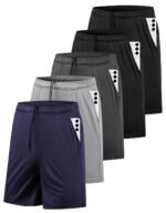 5 Pack Men's Athletic Gym Shorts with Pockets Quick Dry Activewear Workout Running Shorts for Men