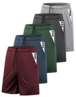 5 Pack Men's Athletic Gym Shorts with Pockets Quick Dry Activewear Workout Running Shorts for Men