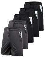 5 Pack Men's Athletic Gym Shorts with Pockets Quick Dry Activewear Workout Running Shorts for Men