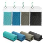 Amazon Basics Gym Cooling Towels for Neck and Face, Working Out, 40" x 12", 4-Pack, Black/Gray/Aqua/Navy