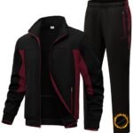 BGOWATU Men's Fleece Lined Tracksuits Set Running Jacket Sweatsuit Sport Pant Jogging Outfits with Zipper Pockets