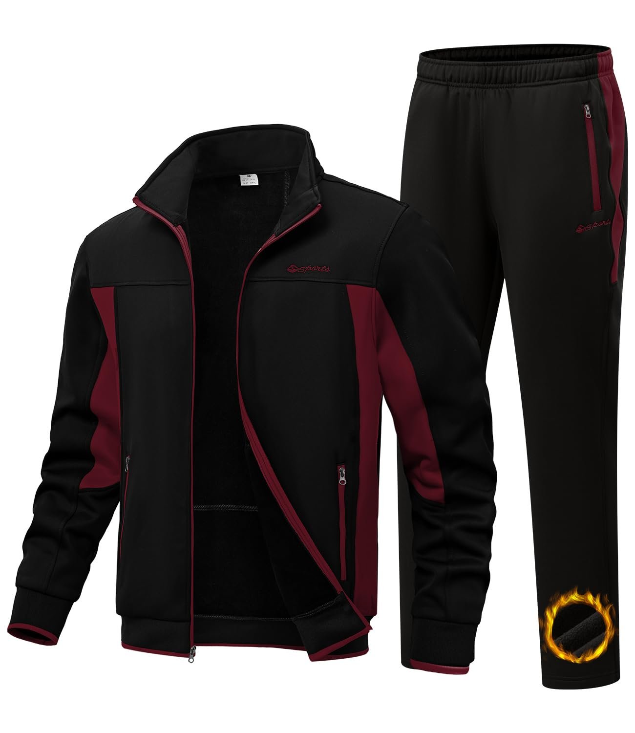 BGOWATU Men's Fleece Lined Tracksuits Set Running Jacket Sweatsuit Sport Pant Jogging Outfits with Zipper Pockets BGOWATU Men's Fleece Lined Tracksuits Set Running Jacket Sweatsuit Sport Pant Jogging Outfits with Zipper Pockets