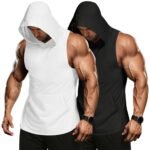 COOFANDY Men's 2 Pack Workout Hooded Tank Tops Bodybuilding Muscle Cut Off T Shirt Sleeveless Gym Hoodies