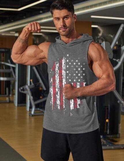 COOFANDY Men's 2 Pack Workout Hooded Tank Tops Bodybuilding Muscle Cut Off T Shirt Sleeveless Gym Hoodies