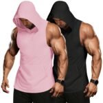 COOFANDY Men's 2 Pack Workout Hooded Tank Tops Bodybuilding Muscle Cut Off T Shirt Sleeveless Gym Hoodies