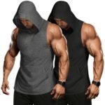COOFANDY Men's 2 Pack Workout Hooded Tank Tops Bodybuilding Muscle Cut Off T Shirt Sleeveless Gym Hoodies