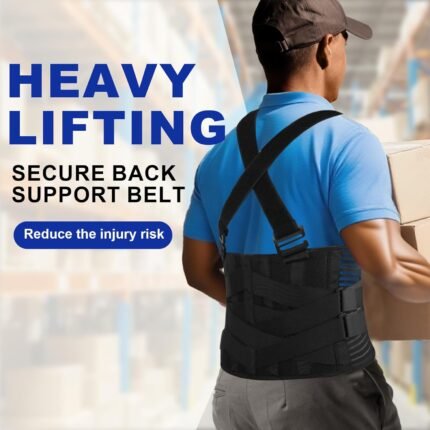 DARLIS Plus Size Back Support Belt with Removable Suspender Straps, Posture Corrector Protector for Heavy Lifting Safety, Work Back Brace for Men Women in Construction,...