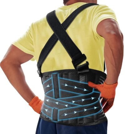 DARLIS Plus Size Back Support Belt with Removable Suspender Straps, Posture Corrector Protector for Heavy Lifting Safety, Work Back Brace for Men Women in Construction,...