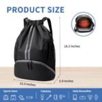 Drawstring Backpack Gym Bag with Shoes Compartment for Soccer, Basketball, Swim, Water-Resistant String Backpack Beach Cinch for Women Men