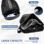 Drawstring Backpack Gym Bag with Shoes Compartment for Soccer, Basketball, Swim, Water-Resistant String Backpack Beach Cinch for Women Men