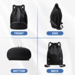 Drawstring Backpack Gym Bag with Shoes Compartment for Soccer, Basketball, Swim, Water-Resistant String Backpack Beach Cinch for Women Men