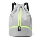 Drawstring Backpack Gym Bag with Shoes Compartment for Soccer, Basketball, Swim, Water-Resistant String Backpack Beach Cinch for Women Men