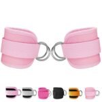 Fitness Ankle Straps for Cable Machines, 2 Pack Comfortable Adjustable Padded Ankle Wrist Cuffs, Kickback Glute Workouts for Men Women, D-Ring Leg Straps with Neoprene Padding