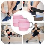 Fitness Ankle Straps for Cable Machines, 2 Pack Comfortable Adjustable Padded Ankle Wrist Cuffs, Kickback Glute Workouts for Men Women, D-Ring Leg Straps with Neoprene Padding