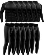 Hicarer 4/6 Set Men's Compression Shirts Pants Long Sleeve Base Layer Set Thermal Underwear for Men Running Gym Yoga Sports