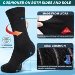 Hylaea Compression Running Socks for men, Coolmax Anti-Blister Cushion Crew Socks for Athletic, Moisture Wicking & Seamless