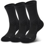 Hylaea Compression Running Socks for men, Coolmax Anti-Blister Cushion Crew Socks for Athletic, Moisture Wicking & Seamless