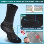 Hylaea Compression Running Socks for men, Coolmax Anti-Blister Cushion Crew Socks for Athletic, Moisture Wicking & Seamless