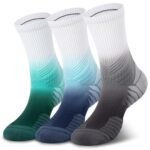 Hylaea Compression Running Socks for men, Coolmax Anti-Blister Cushion Crew Socks for Athletic, Moisture Wicking & Seamless