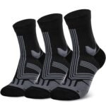 Hylaea Compression Running Socks for men, Coolmax Anti-Blister Cushion Crew Socks for Athletic, Moisture Wicking & Seamless
