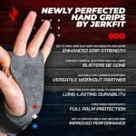 JerkFit Raw Grips 3.0, 2 Finger Leather Gymnastics Grips - Pull Up Grips for Cross Training Hand Protection - Hand Grips for Gymnastics Bars, Palm Guards for Athletes to Prevent...