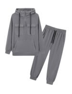 LecGee Men's Fall 2 Pieces Tracksuit Set Hoodie Long Sleeve 1/4 Zip Sweatsuits Casual Outfit With Kangaroo Pouch Pocket