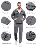LecGee Men's Fall 2 Pieces Tracksuit Set Hoodie Long Sleeve 1/4 Zip Sweatsuits Casual Outfit With Kangaroo Pouch Pocket