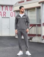 LecGee Men's Fall 2 Pieces Tracksuit Set Hoodie Long Sleeve 1/4 Zip Sweatsuits Casual Outfit With Kangaroo Pouch Pocket