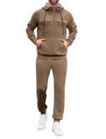 LecGee Men's Fall 2 Pieces Tracksuit Set Hoodie Long Sleeve 1/4 Zip Sweatsuits Casual Outfit With Kangaroo Pouch Pocket