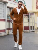 LecGee Men's Fleece Tracksuits 2 Piece Outfits Long Sleeve Full Zip Hoodie and Sweatpants Jogging Suits Sets for Men