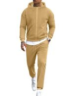 LecGee Men's Fleece Tracksuits 2 Piece Outfits Long Sleeve Full Zip Hoodie and Sweatpants Jogging Suits Sets for Men