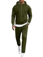LecGee Men's Fleece Tracksuits 2 Piece Outfits Long Sleeve Full Zip Hoodie and Sweatpants Jogging Suits Sets for Men