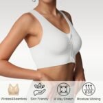 Lemef Front Zipper Sports Bras for Women Wirefree Post Surgery Bra Front Closure Racerback Compression Mastectomy Bras
