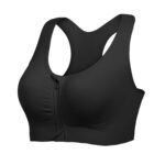 Lemef Front Zipper Sports Bras for Women Wirefree Post Surgery Bra Front Closure Racerback Compression Mastectomy Bras