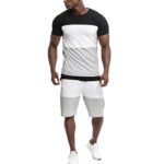 Matching Sets Summer for Men Short Sleeve Shirts & Shorts 2 Piece Set Beach Round Neck Color Blocked Outfits
