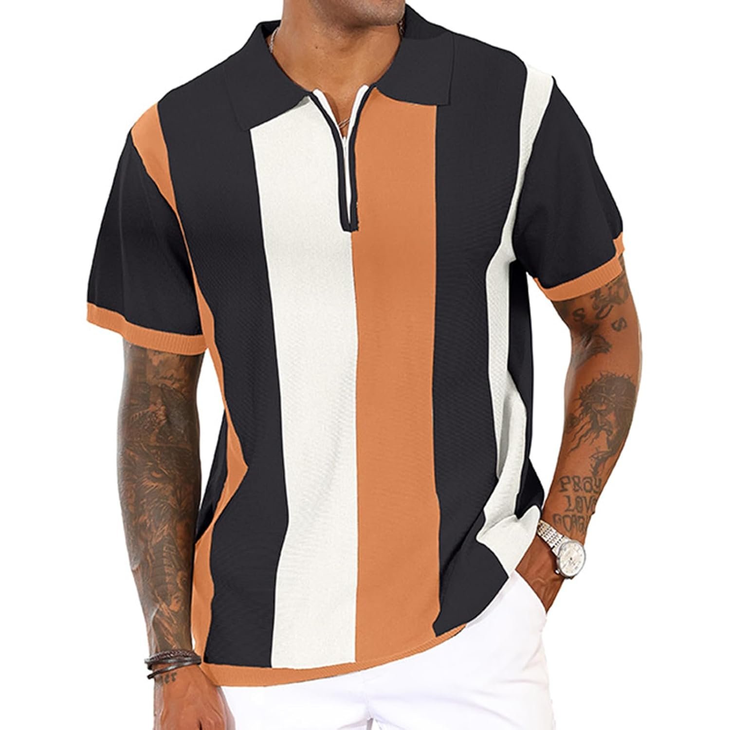 Men's Fashion Polo Shirts Vintage Striped Knitting Shirts Casual Slim Fit Golf Shirts Men's Fashion Polo Shirts Vintage Striped Knitting Shirts Casual Slim Fit Golf Shirts