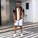 Men's Fashion Polo Shirts Vintage Striped Knitting Shirts Casual Slim Fit Golf Shirts