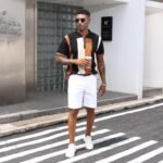 Men's Fashion Polo Shirts Vintage Striped Knitting Shirts Casual Slim Fit Golf Shirts