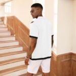 Men's Fashion Polo Shirts Vintage Striped Knitting Shirts Casual Slim Fit Golf Shirts