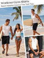 Mens Graphic Tank Tops Workout Sleeveless Shirts Hawaiian Palm Tree Vacation Tanks for Men Summer Beach T-Shirt