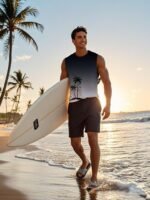 Mens Graphic Tank Tops Workout Sleeveless Shirts Hawaiian Palm Tree Vacation Tanks for Men Summer Beach T-Shirt