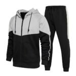 Men's Hooded Athletic Tracksuit Sweatsuit Long Sleeve Full-Zip Jogging Sweatpants 2 Piece Patchwork Sportsuits