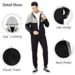 Men's Hooded Athletic Tracksuit Sweatsuit Long Sleeve Full-Zip Jogging Sweatpants 2 Piece Patchwork Sportsuits