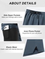 Mens Running Shorts 2 in 1 Gym Workout Shorts 7 inch Quick Dry Athletic Short with Liner Zip Pockets